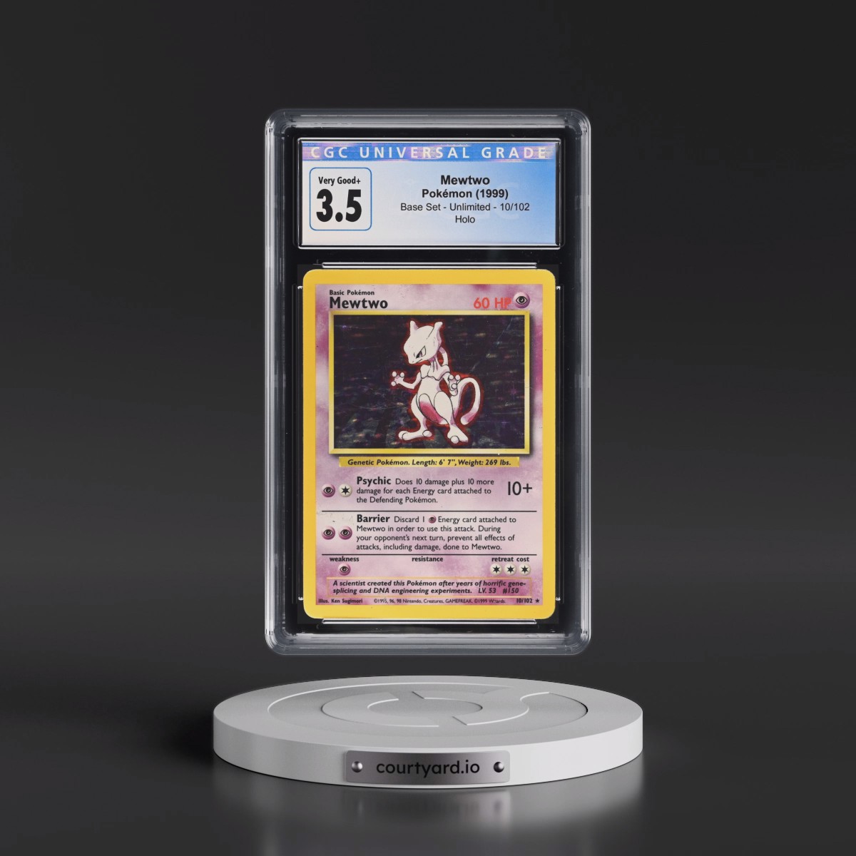 1999 Base Set #10/102 Mewtwo - Holo (CGC 3.5 VG+)