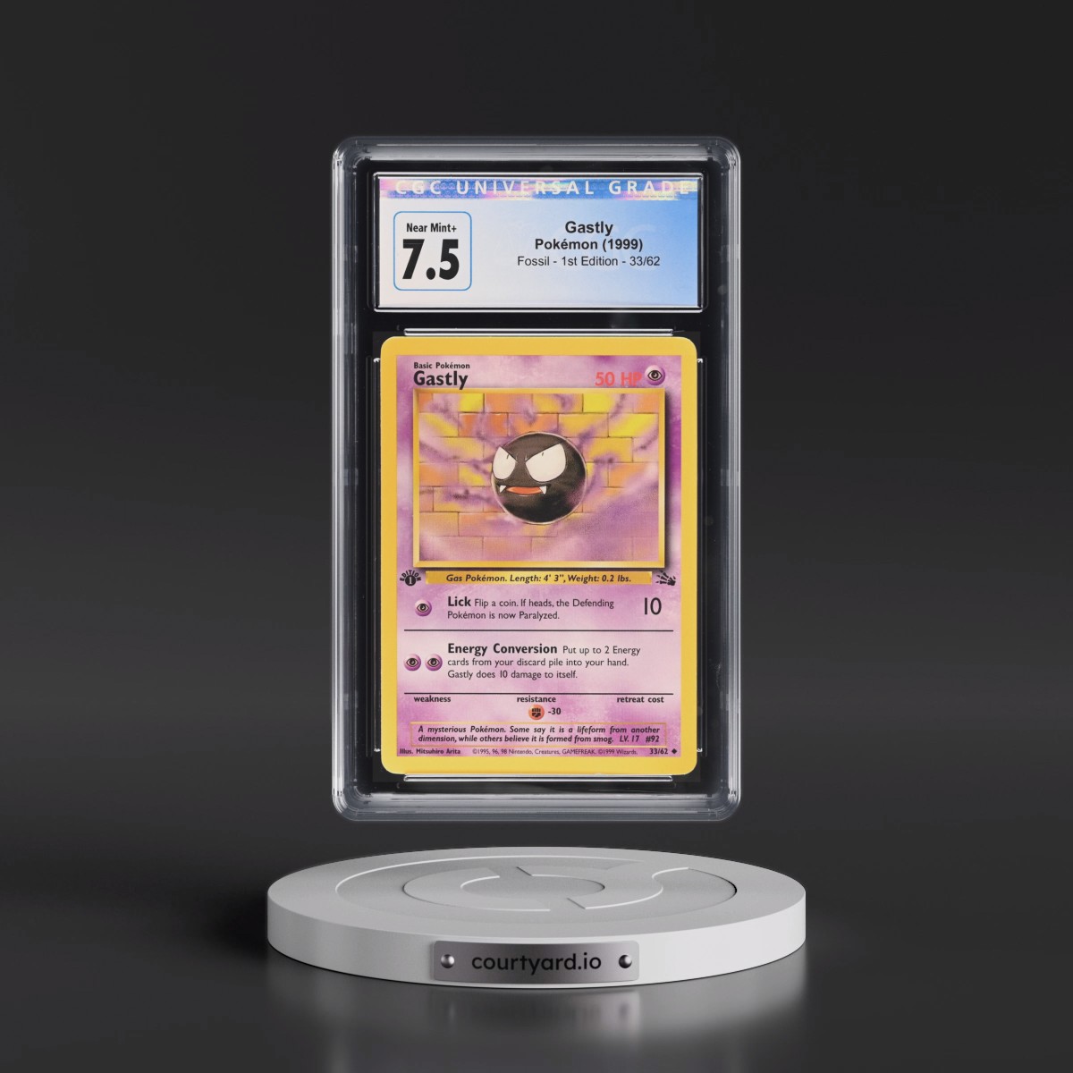 1999 Fossil #33/62 Gastly - 1st Edition 1st Edition (CGC 7.5 NM+)