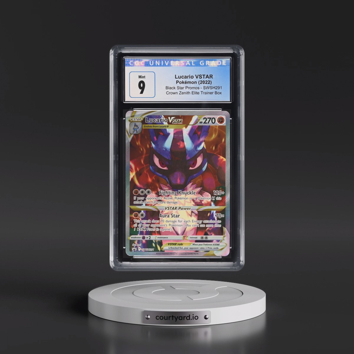 2017 Black Star Promos - Sword & Shield #SWSH291 Lucario VSTAR - Crown Zenith Elite Trainer Box (Holo) (CGC 9 MINT)