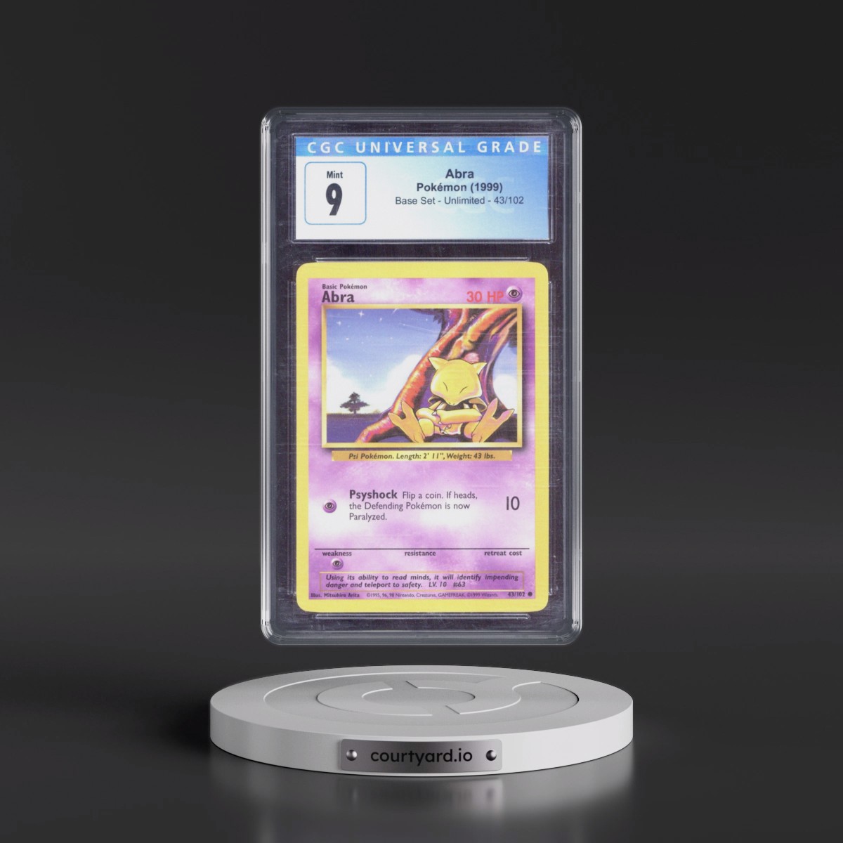 1999 Base Set #43/102 Abra (CGC 9 MINT)