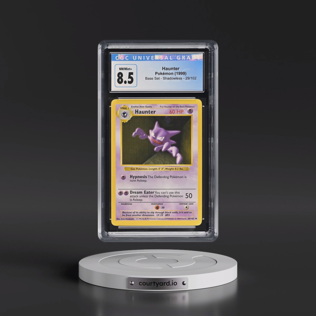 1999 Base Set #29/102 Haunter - Shadowless Shadowless (CGC 8.5 NM-MT+)