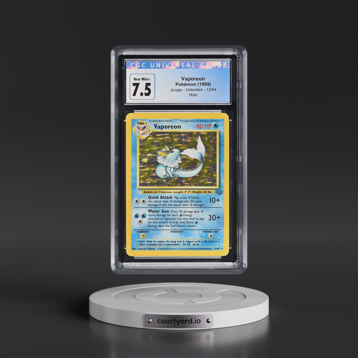 1999 Jungle #12/64 Vaporeon - Holo (CGC 7.5 NM+)