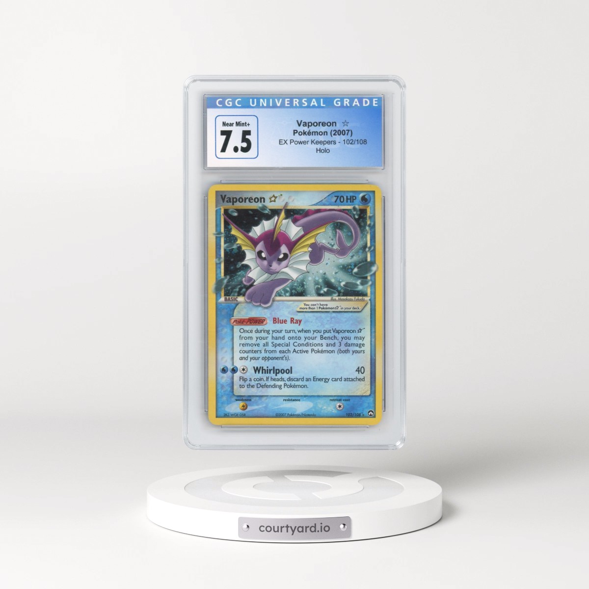 2007 EX Power Keepers #102/108 Vaporeon â?? - Holo (CGC 7.5 NM+)