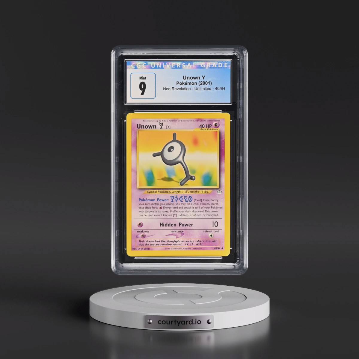 2001 Neo Revelation #40/64 Unown Y (CGC 9 MINT)