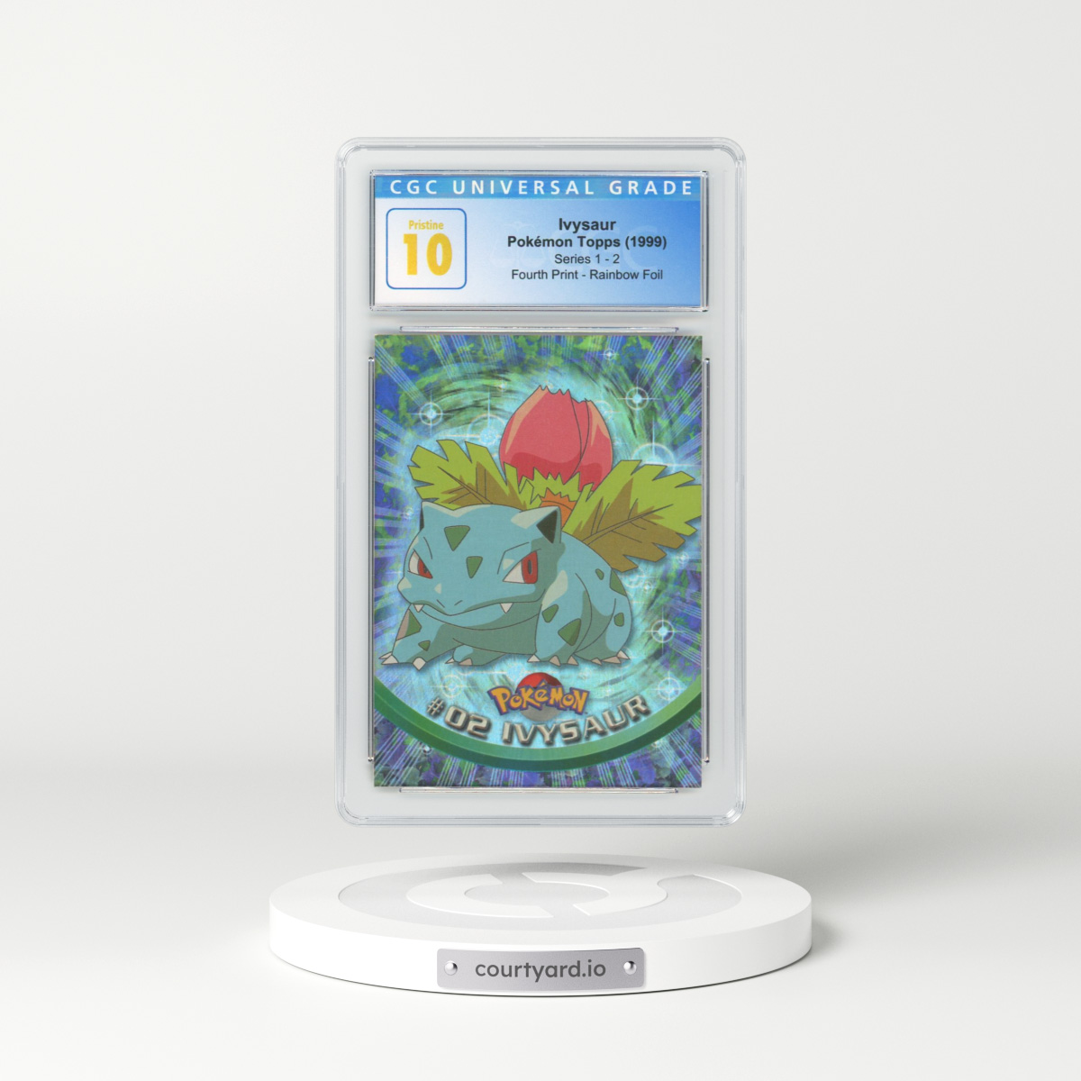 1999 Topps Series 1 #2 Ivysaur - Fourth Print (Black Logo) Rainbow Foil (Starbursts) (CGC 10 PRISTINE)