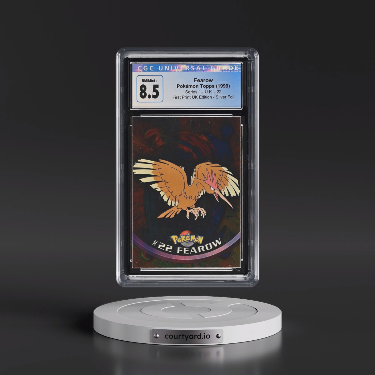 1999 Series 1 (Circular Nintendo Seal) #22 Fearow - 1st Print UK Ed (Blue Topps Logo) Silver Foil (Smooth) (CGC 8.5 NM-MT+)
