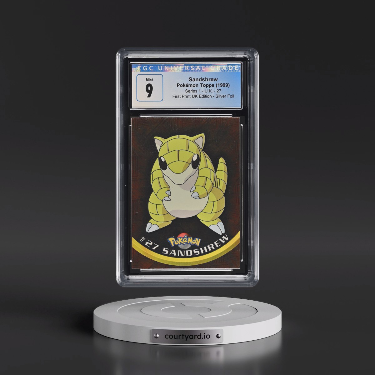 1999 Series 1 (Circular Nintendo Seal) #27 Sandshrew - 1st Print UK Ed (Blue Topps Logo) Silver Foil (Smooth) (CGC 9 MINT)