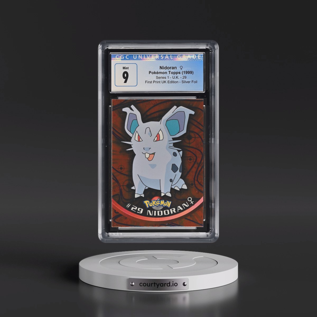 1999 Series 1 (Circular Nintendo Seal) #29 Nidoran â?? - 1st Print UK Ed (Blue Topps Logo) Silver Foil (Smooth) (CGC 9 MINT)