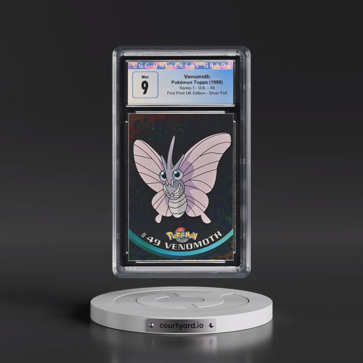 1999 Series 1 (Circular Nintendo Seal) #49 Venomoth - 1st Print UK Ed (Blue Topps Logo) Silver Foil (Smooth) (CGC 9 MINT)
