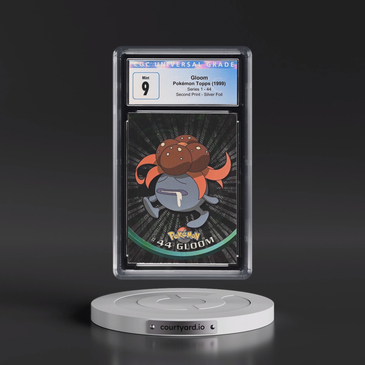 1999 Series 1 (Oval Nintendo Seal) #44 Gloom - Second Print (Black Topps Logo) Silver Foil (Rays) (CGC 9 MINT)