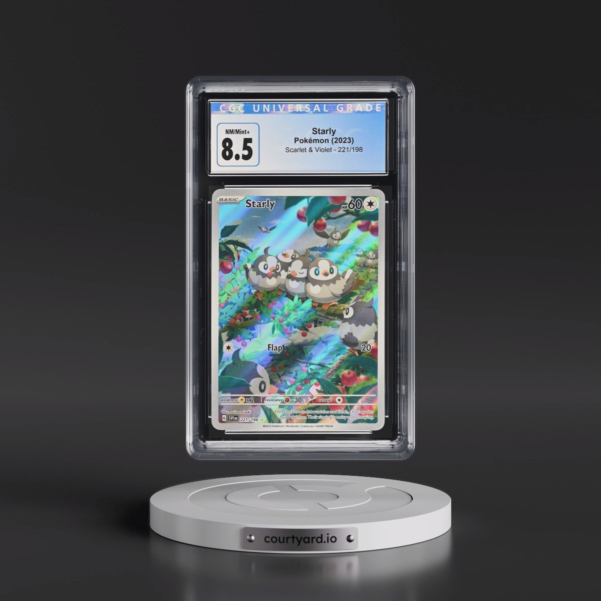 2023 Scarlet & Violet #221/198 Starly - Illustration Rare Holo (CGC 8.5 NM-MT+)