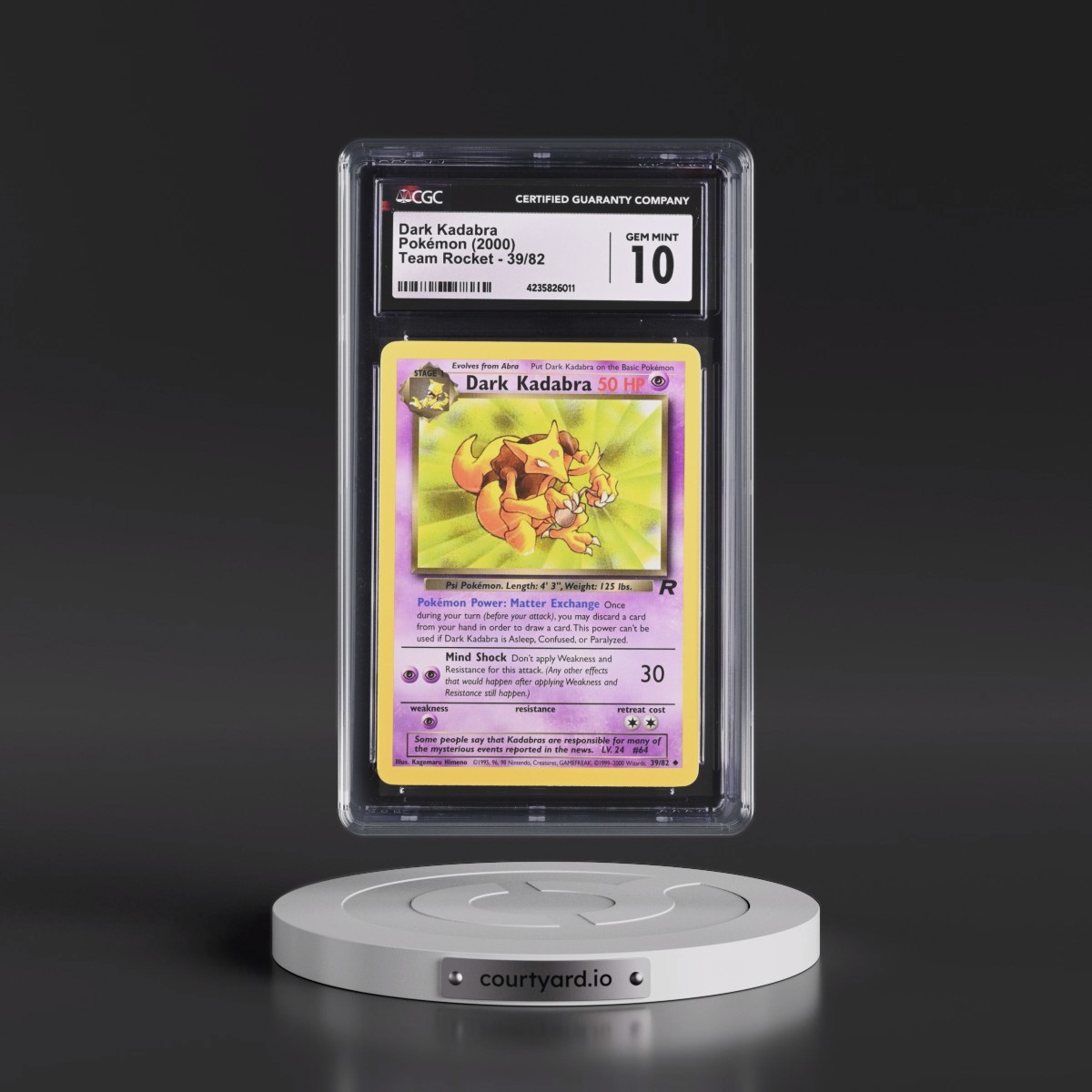 1999 Team Rocket Dark Kadabra #39/82 CGC 10