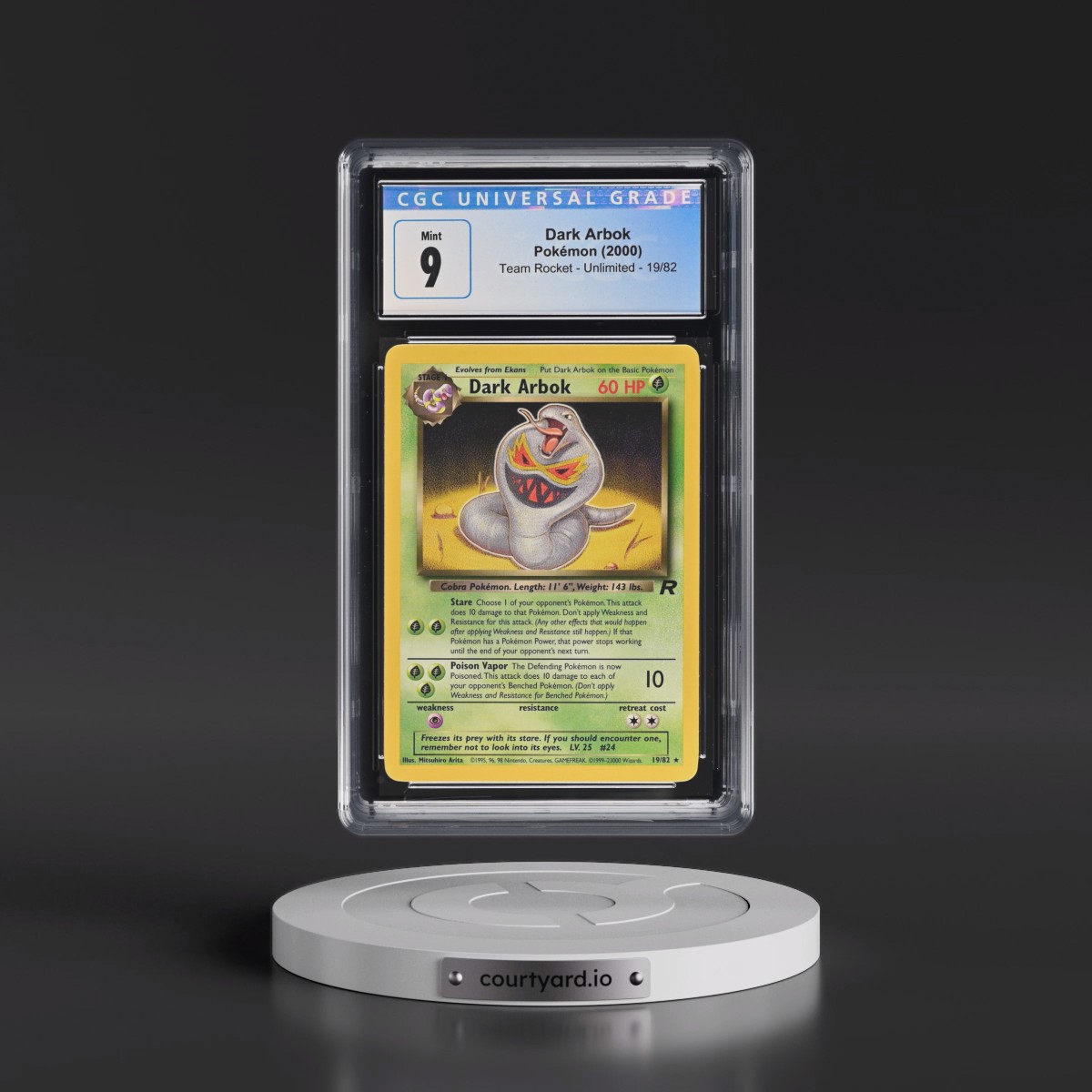 1999 Team Rocket #19/82 Dark Arbok (CGC 9 MINT)