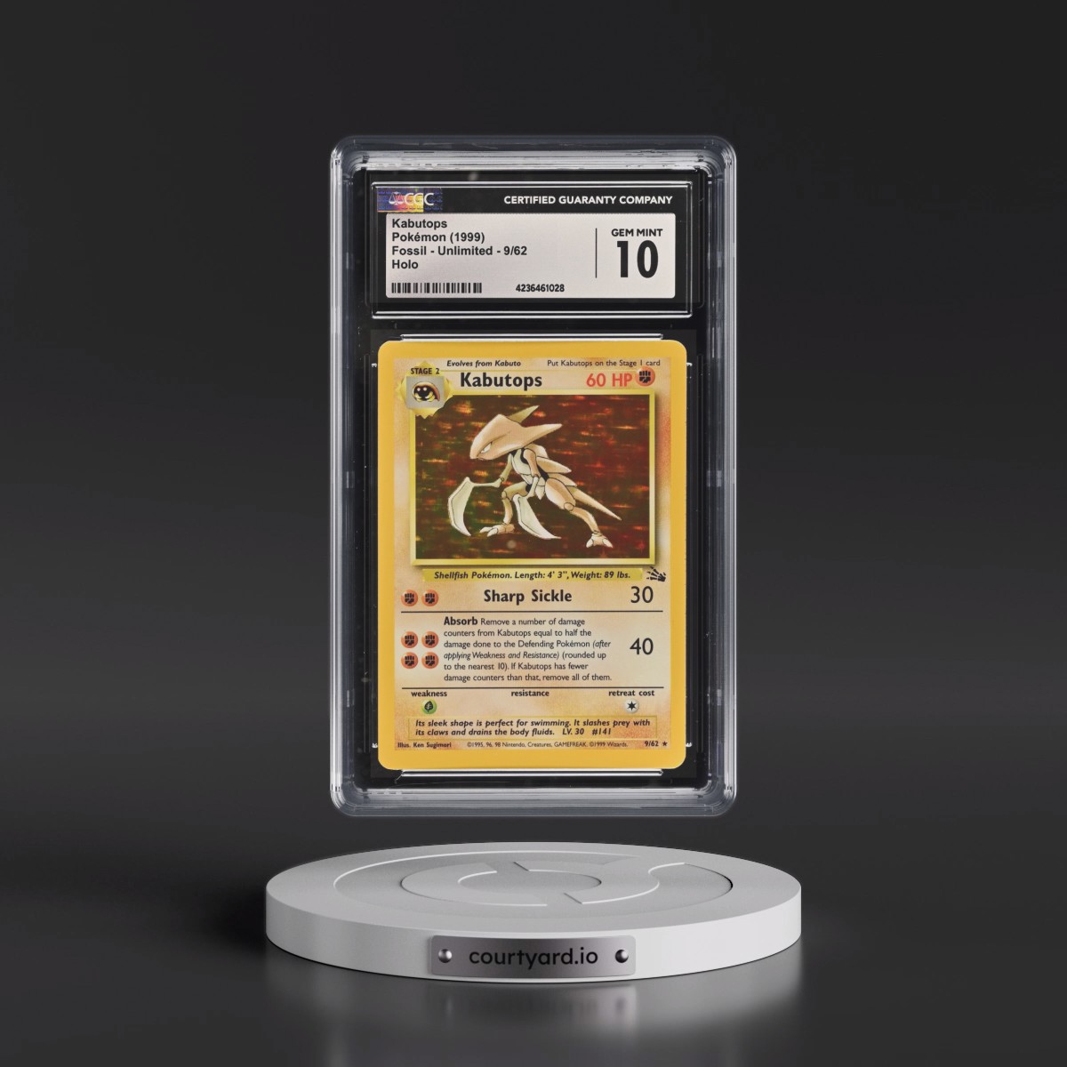 1999 Fossil #9/62 Kabutops - Galaxy Star Holo (CGC 10 GEM MINT)