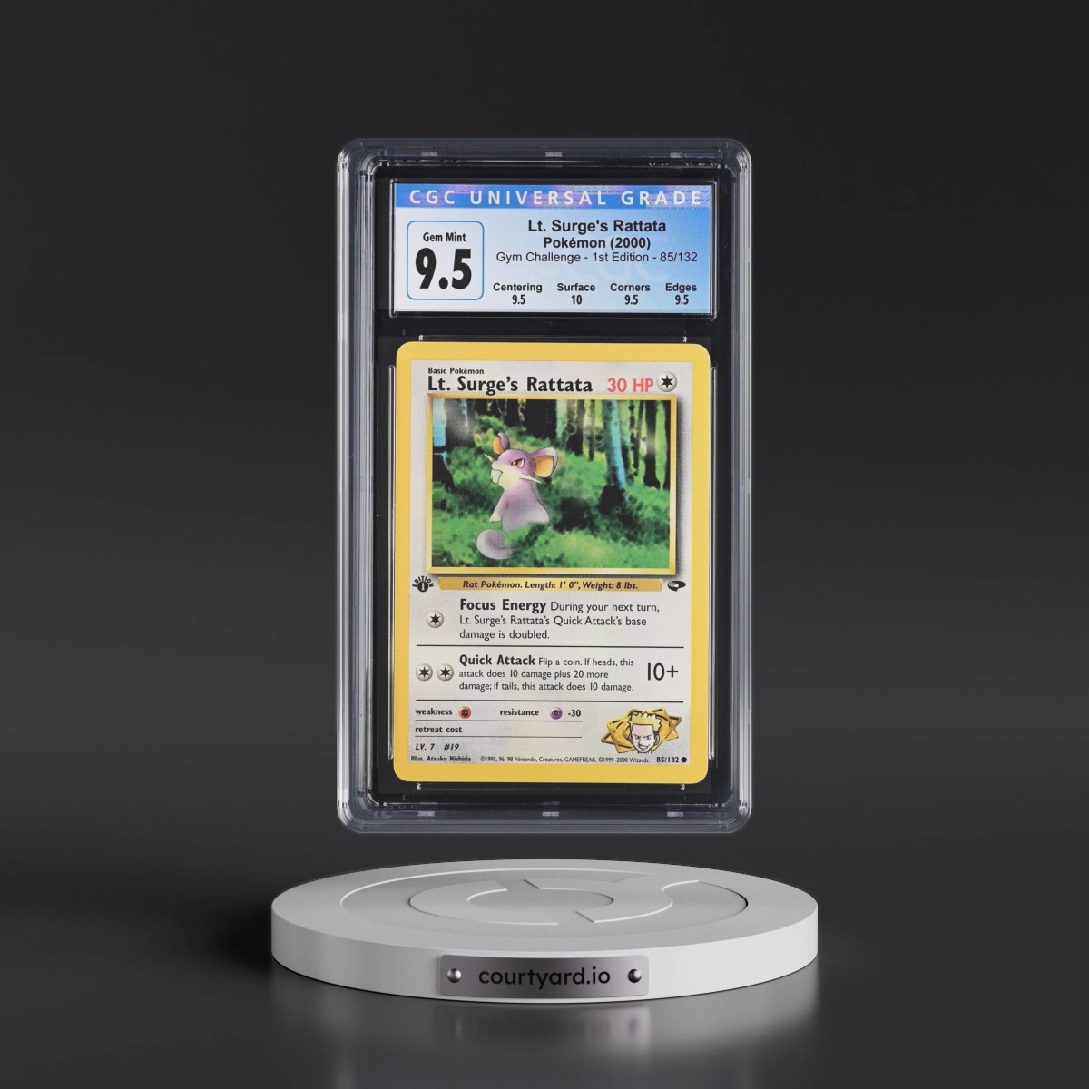 2000 Gym Challenge #85/132 Lt. Surge's Rattata - 1st Edition 1st Edition (CGC 10 GEM MINT)