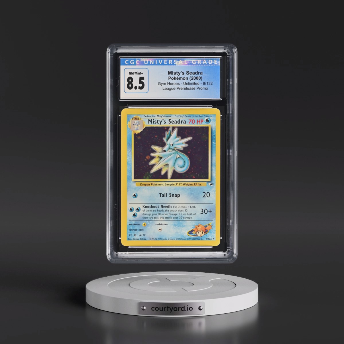 2000 Gym Heroes #9/132 Misty's Seadra - League Prerelease Promo (Holo) (CGC 8.5 NM-MT+)