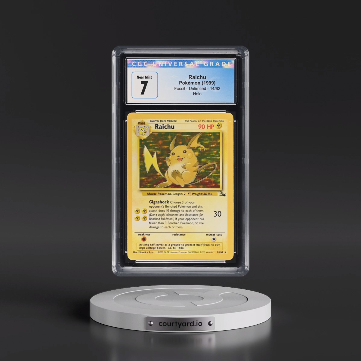 1999 Fossil #14/62 Raichu - Holo (CGC 7 NM)