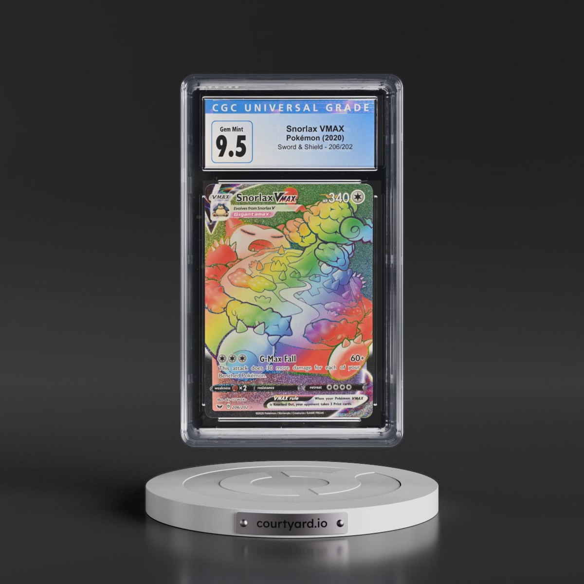 2020 Sword & Shield #206/202 Snorlax VMAX - Rainbow Rare Holo (CGC 10 GEM MINT)
