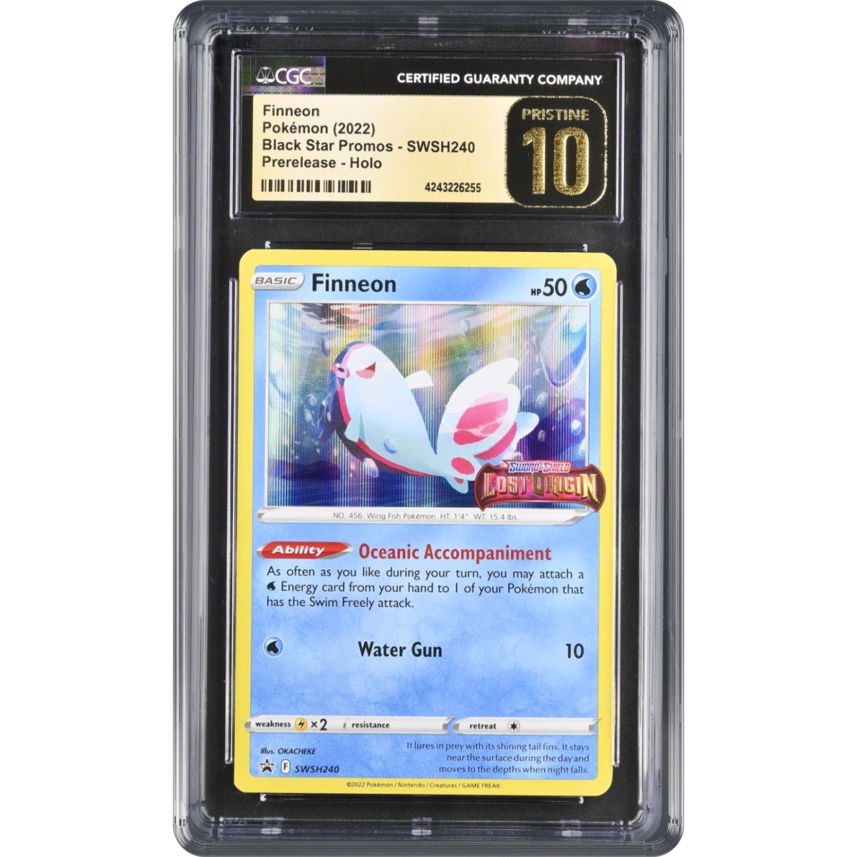 2017 Black Star Promos - Sword & Shield #SWSH240 Finneon - Lost Origin Prerelease (Holo) (CGC 10 PRISTINE)