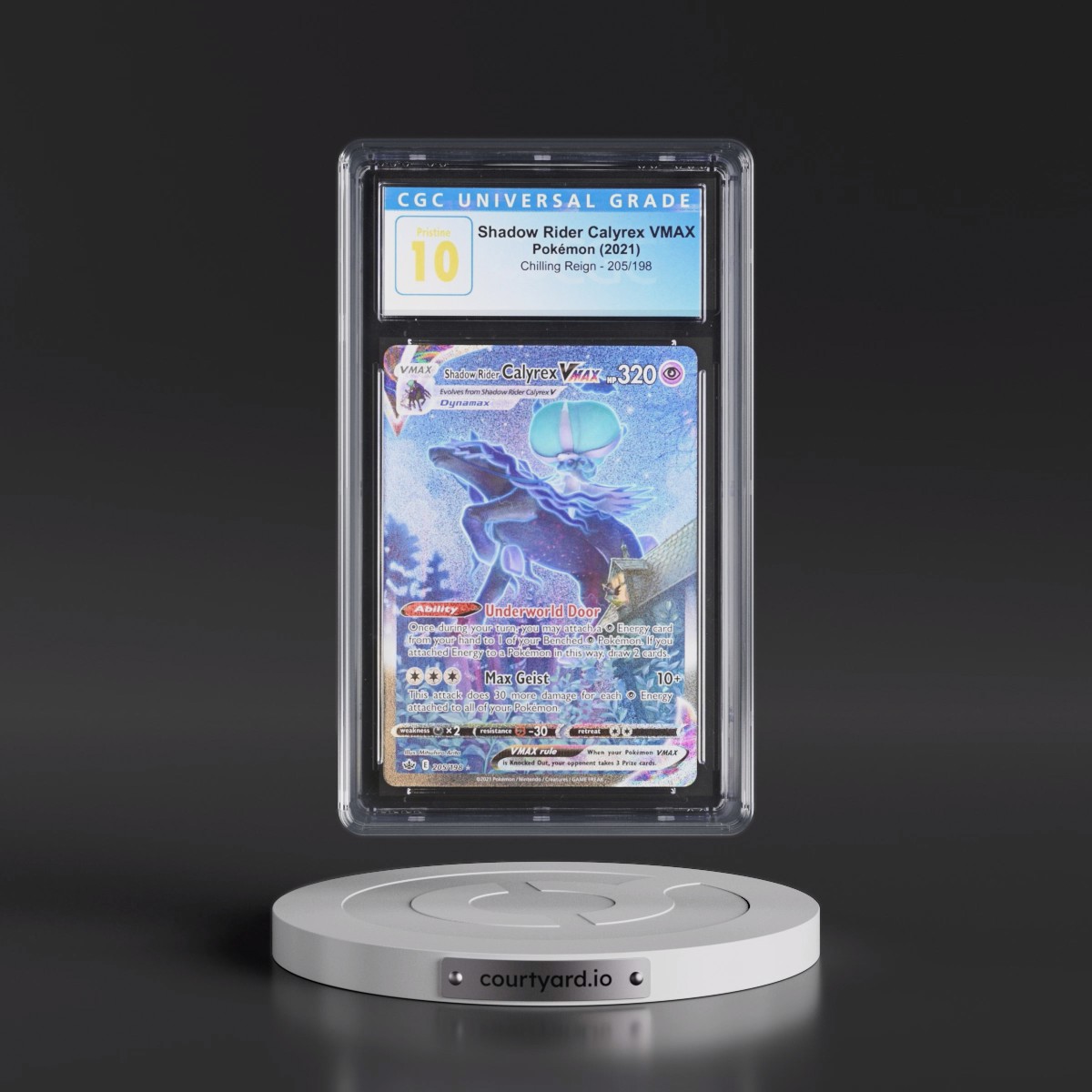 2021 Chilling Reign #205/198 Shadow Rider Calyrex VMAX - Secret Rare Holo (CGC 10 PRISTINE)