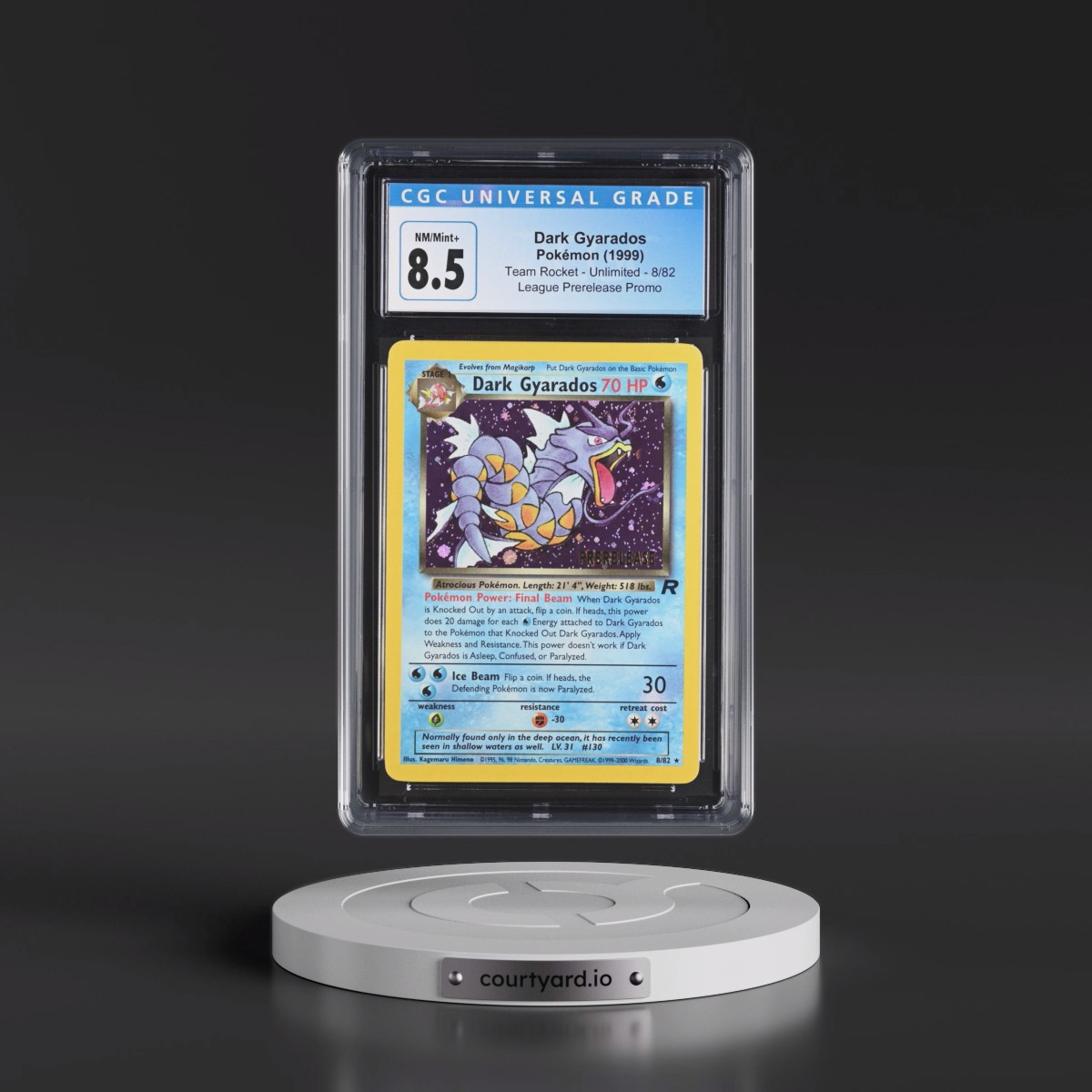 1999 Team Rocket Dark Gyarados - League Prerelease Promo (Holo) #8/82 CGC 8.5