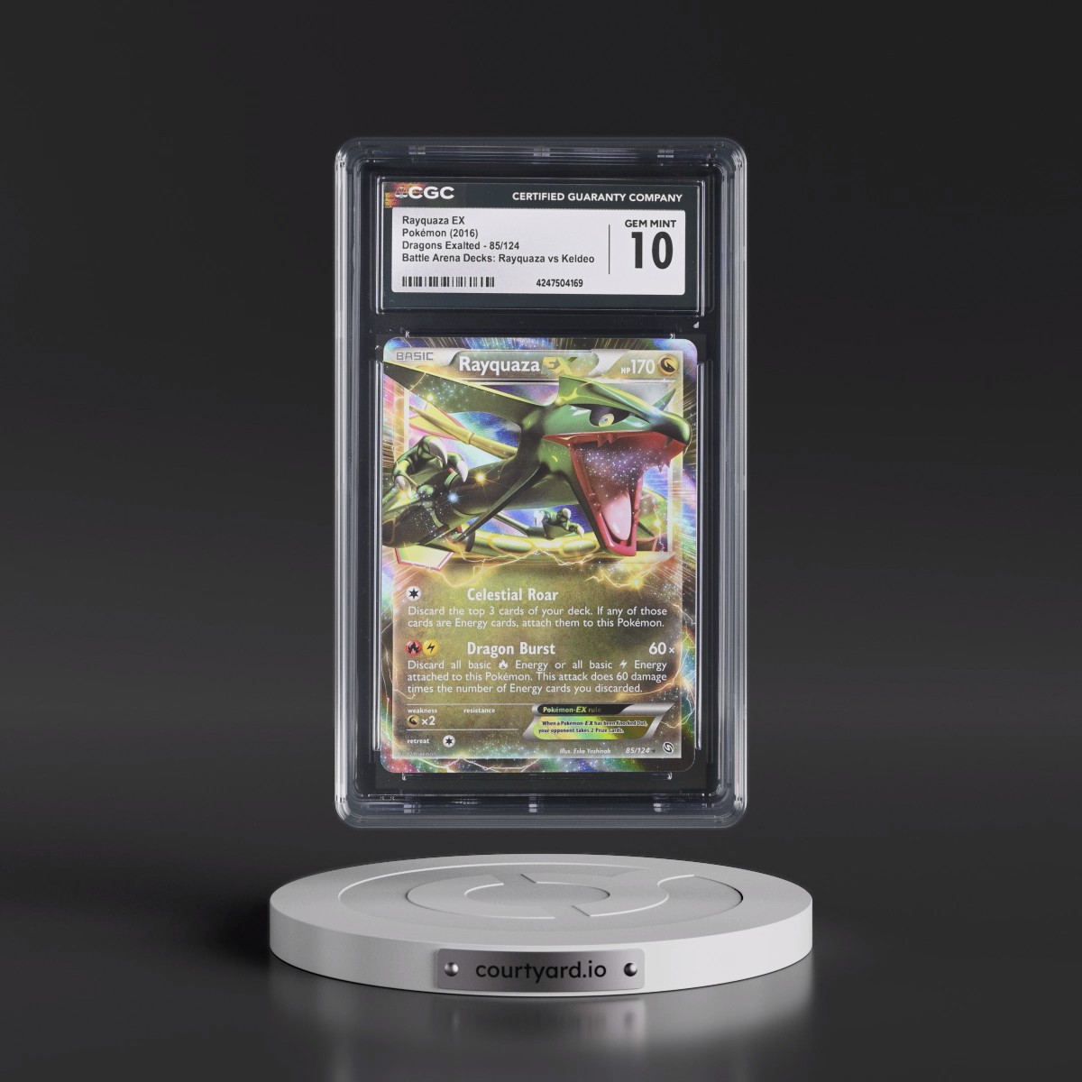 2012 Dragons Exalted #85/124 Rayquaza EX - Battle Arena Decks: Rayquaza vs Keldeo (Holo Lines are 45 Deg.) Sheen Holo (CGC 10 GEM MINT)