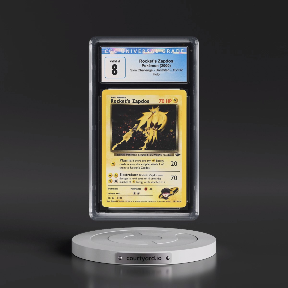 2000 Gym Challenge #15/132 Rocket's Zapdos - Holo (CGC 8 NM-MT)