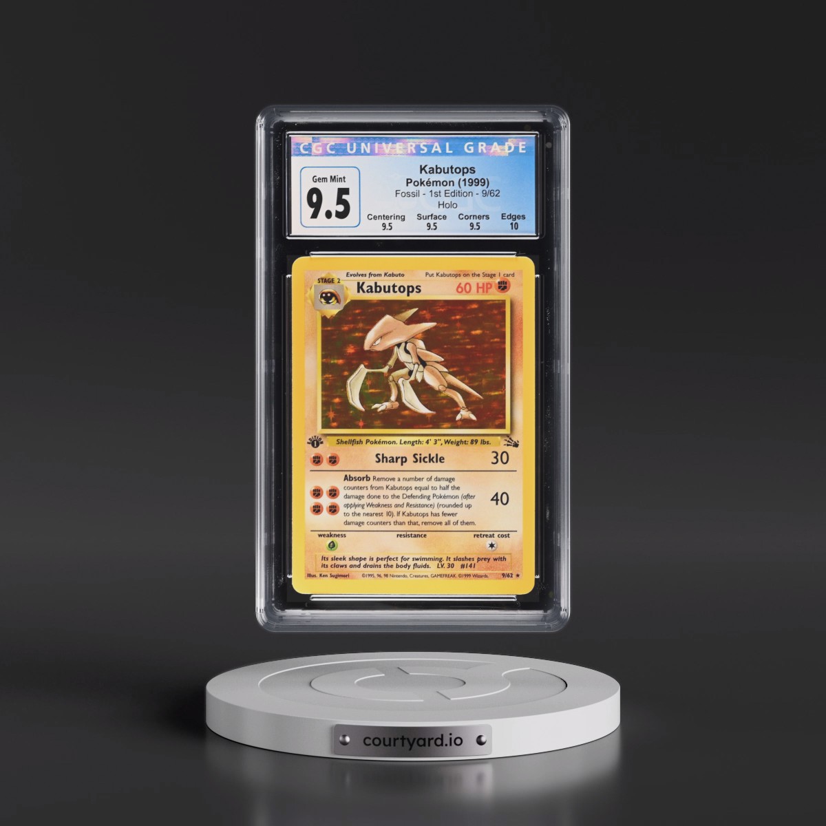 1999 Fossil #9/62 Kabutops - 1st Edition Holo (CGC 10 GEM MINT)