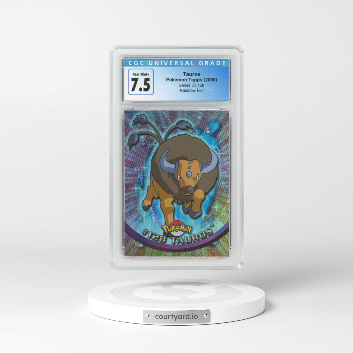 2000 Series 3 (Oval Nintendo Seal) #128 Tauros - Rainbow Foil (CGC 7.5 NM+)