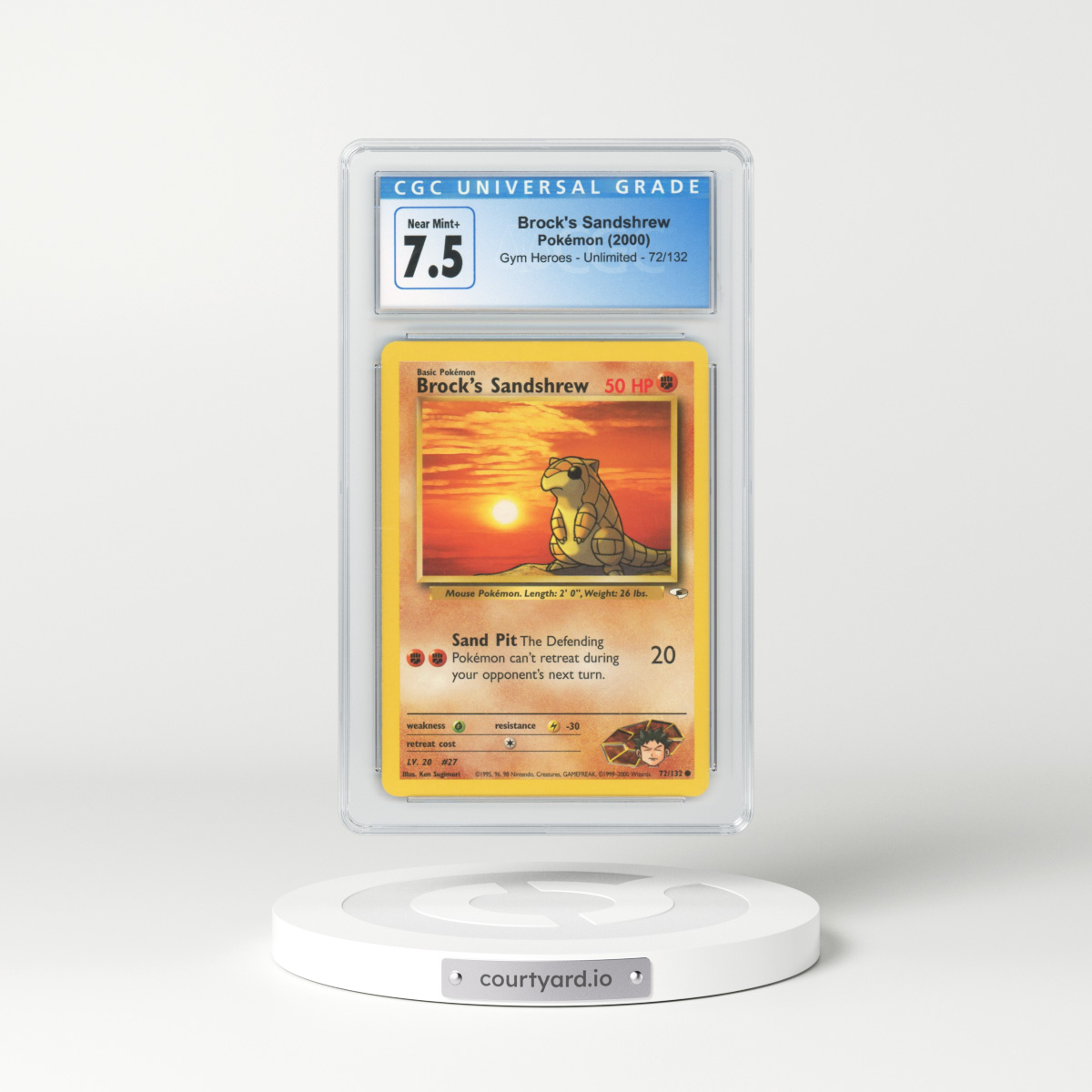 2000 Gym Heroes #72 Brock's Sandshrew (CGC 7.5 NM+)