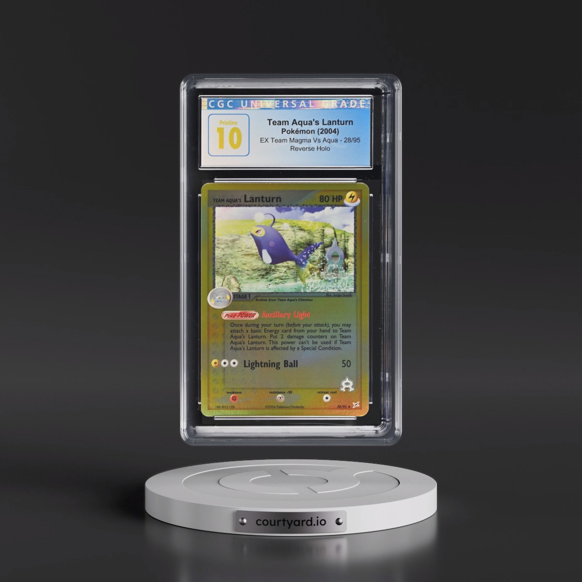 2004 EX Team Magma Vs Team Aqua #28/95 Team Aqua's Lanturn - Reverse Holo (CGC 10 PRISTINE)