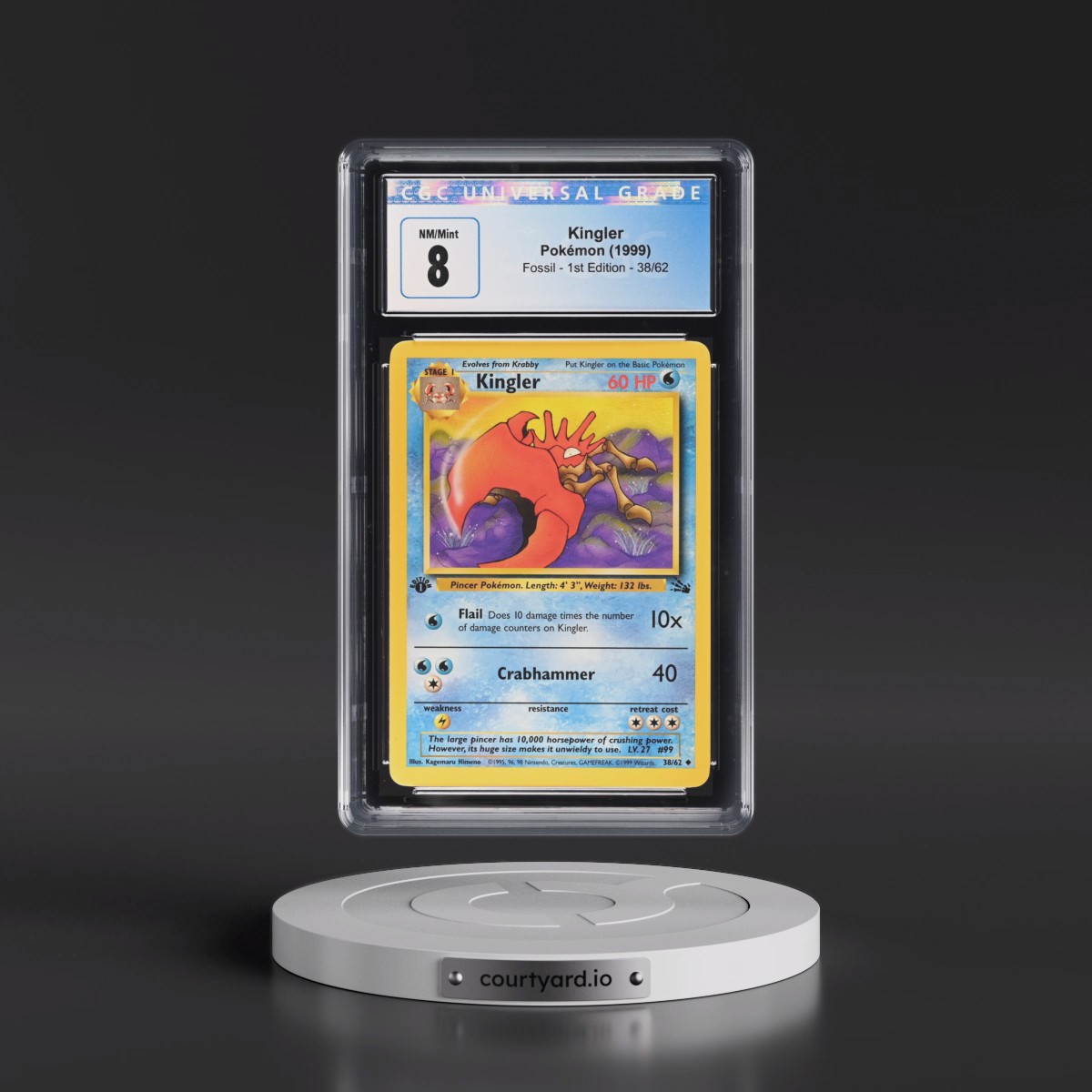 1999 Fossil #38/62 Kingler - 1st Edition 1st Edition (CGC 8 NM-MT)