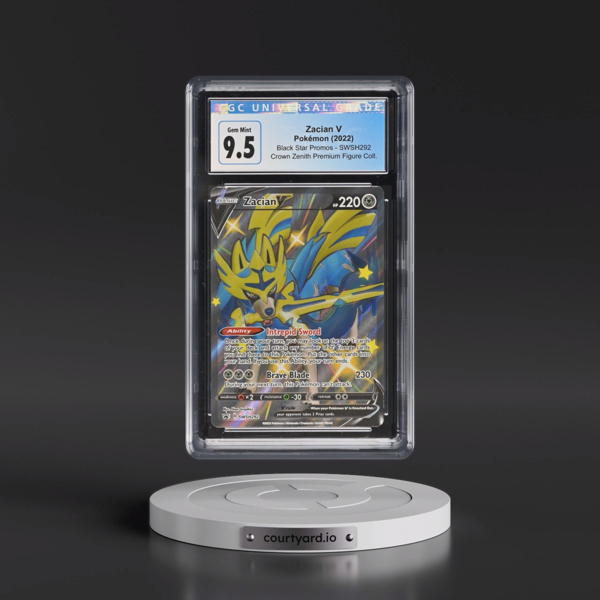 2017 Black Star Promos - Sword & Shield #SWSH292 Zacian V - Holo Crown Zenith Premium Figure Collection (CGC 10 GEM MINT)