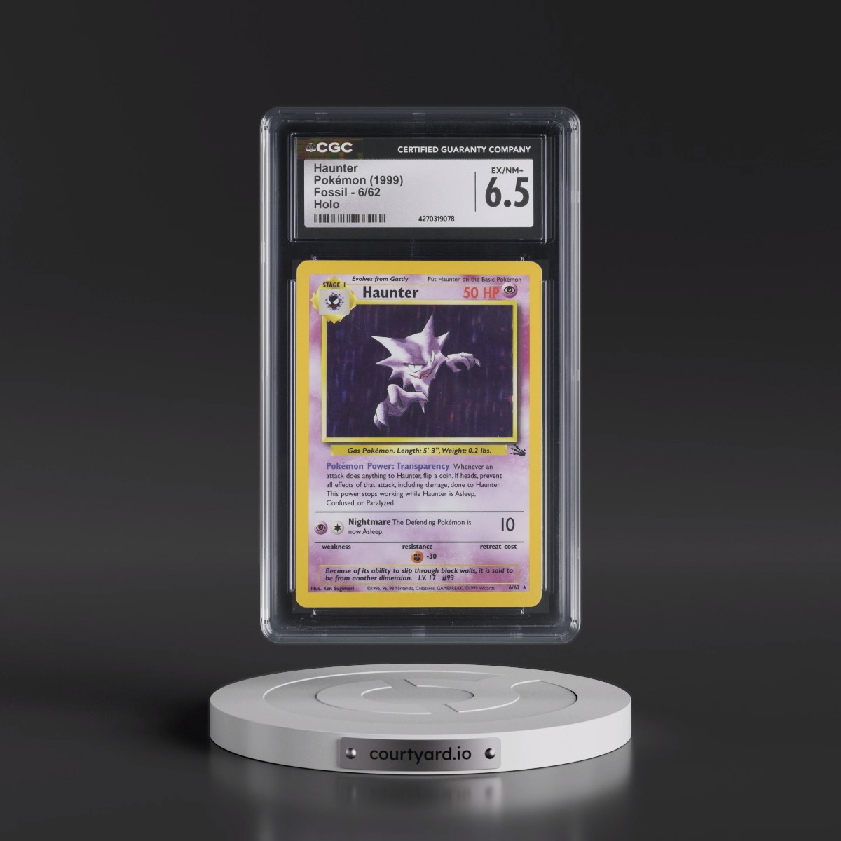1999 Fossil #6/62 Haunter - Galaxy Star Holo (CGC 6.5 EX-NM+)