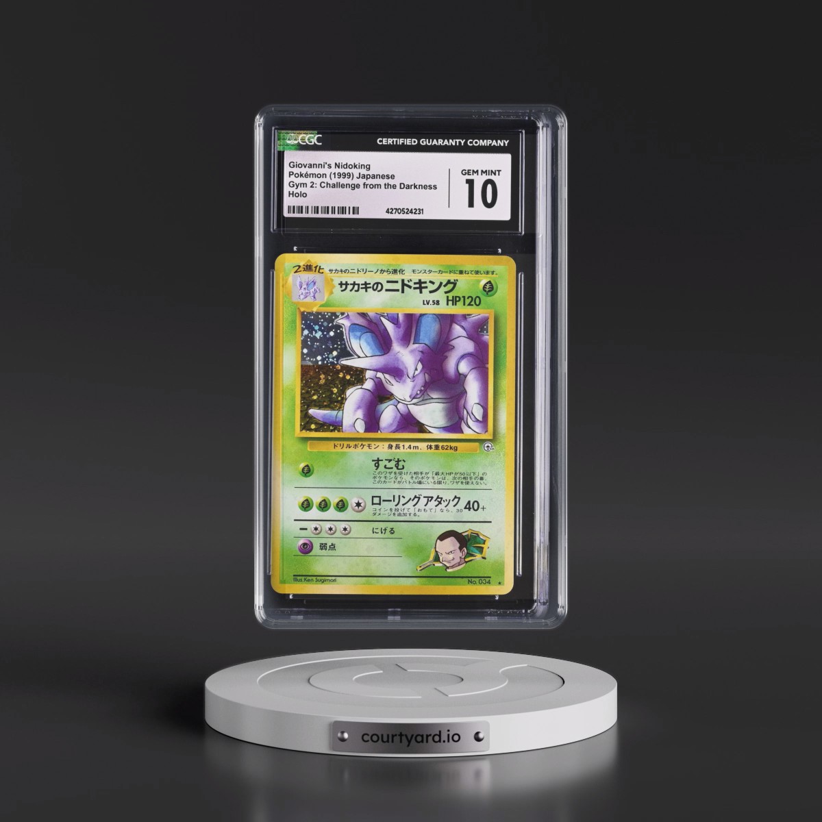 1999 Gym 2: Challenge from the Darkness Giovanni's Nidoking - Holo CGC 10