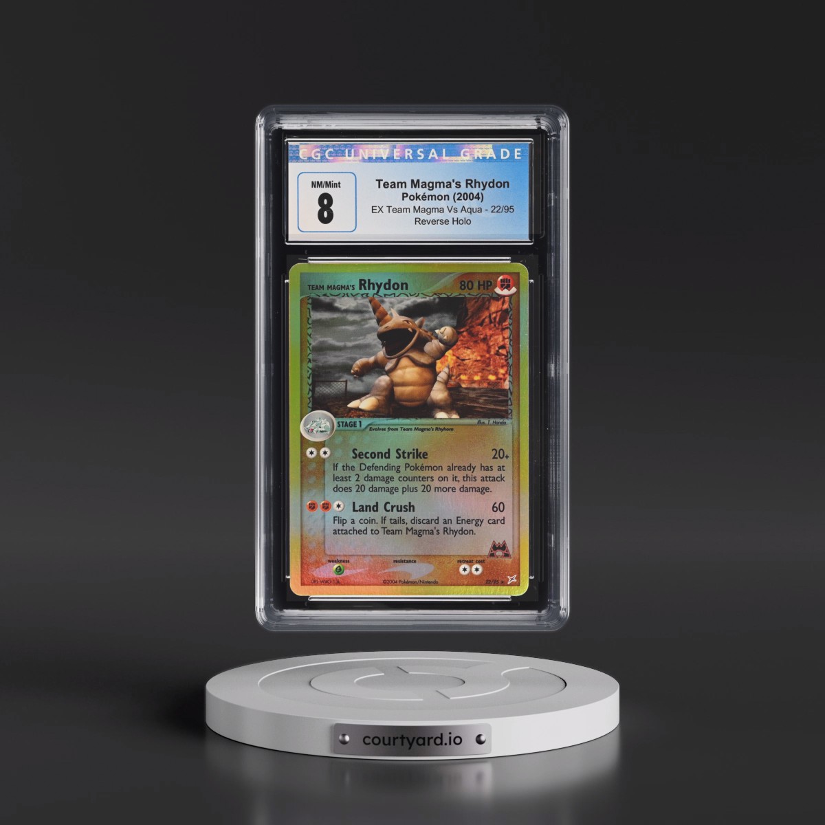 2004 EX Team Magma Vs Team Aqua #22/95 Team Magma's Rhydon - Reverse Holo (CGC 8 NM-MT)