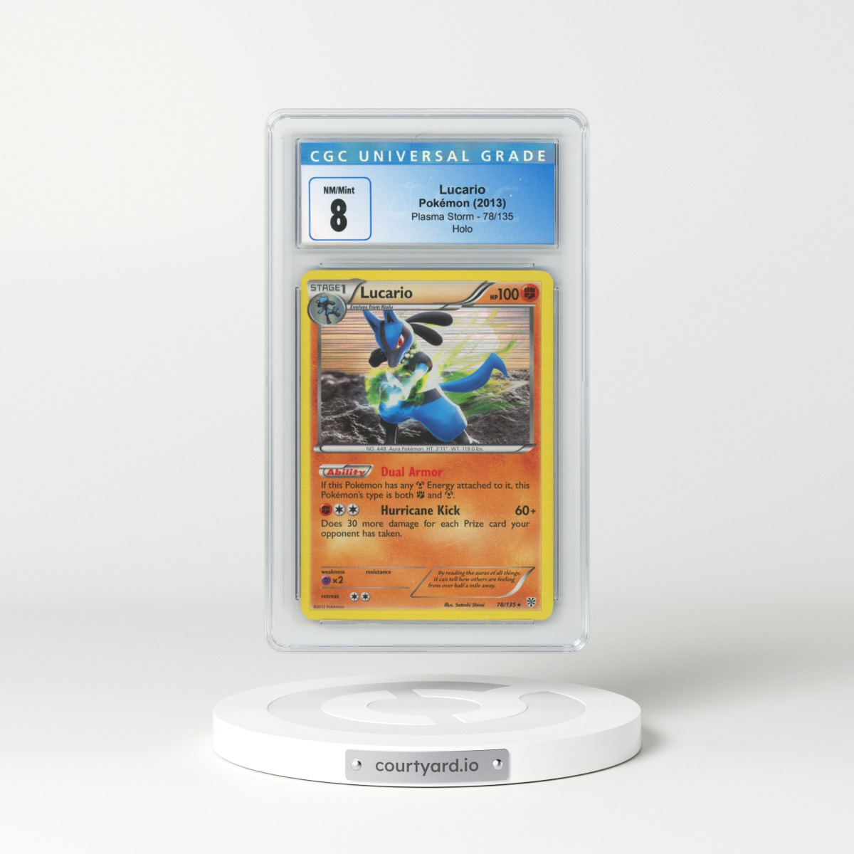 2012 Plasma Storm #78/135 Lucario - Holo (CGC 8 NM-MT)