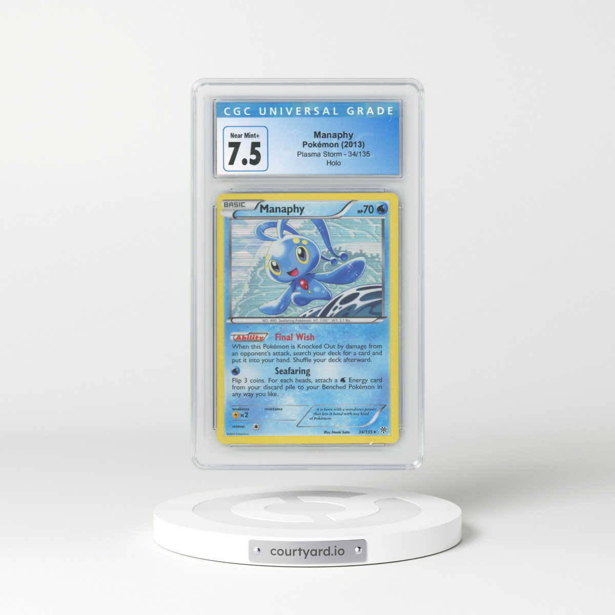 2012 Plasma Storm #34/135 Manaphy - Holo (CGC 7.5 NM+)