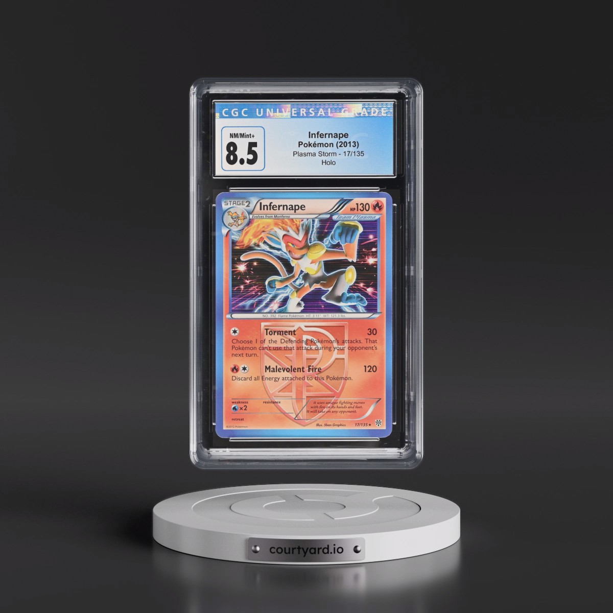 2012 Plasma Storm #17/135 Infernape - Holo (CGC 8.5 NM-MT+)