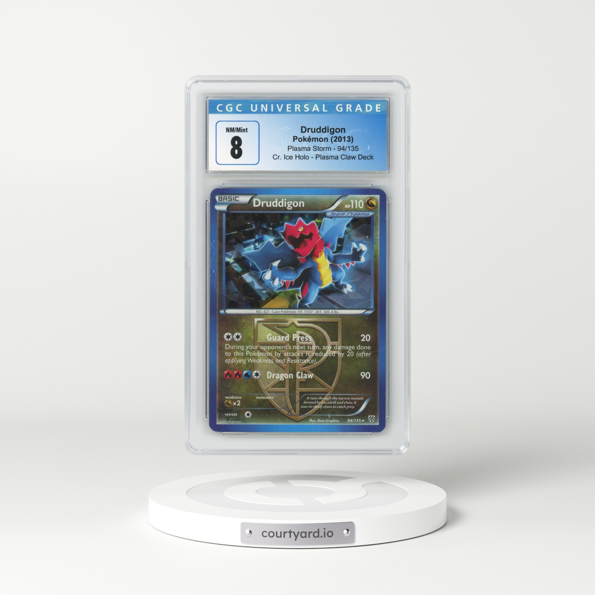 2012 Plasma Storm #94/135 Druddigon - Cr. Ice Holo Plasma Claw Deck (CGC 8 NM-MT)