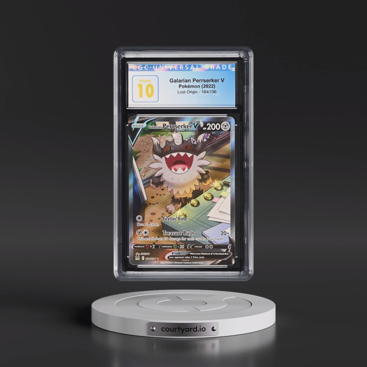 2022 Lost Origin Galarian Perrserker V - Ultra Rare Holo #184/196 CGC 10