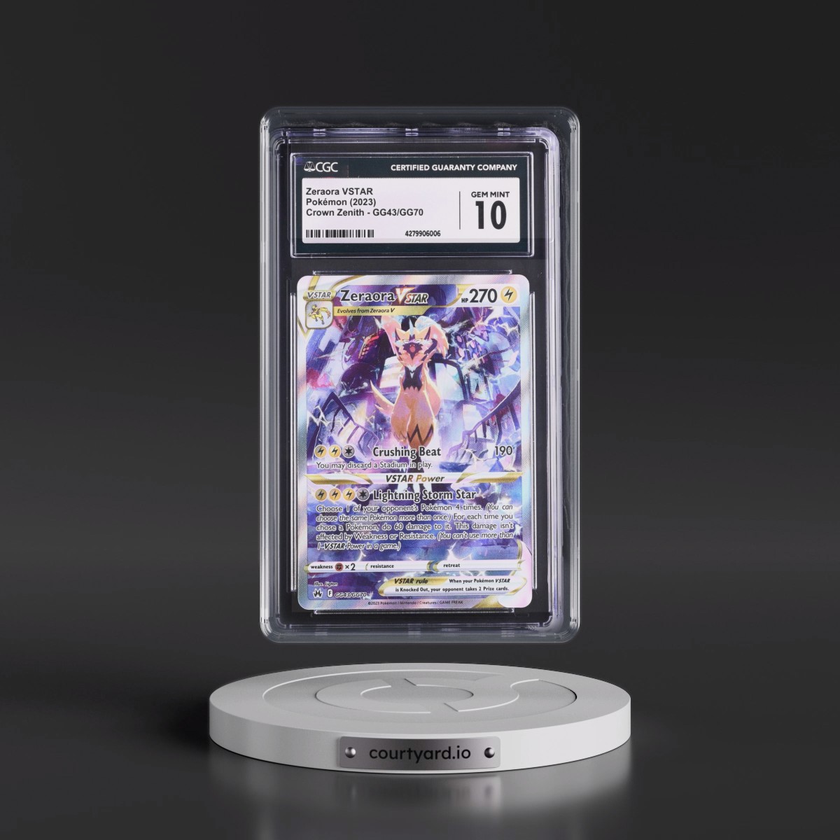 2023 Crown Zenith #GG43/GG70 Zeraora VSTAR - Galarian Gallery Holo (CGC 10 GEM MINT)