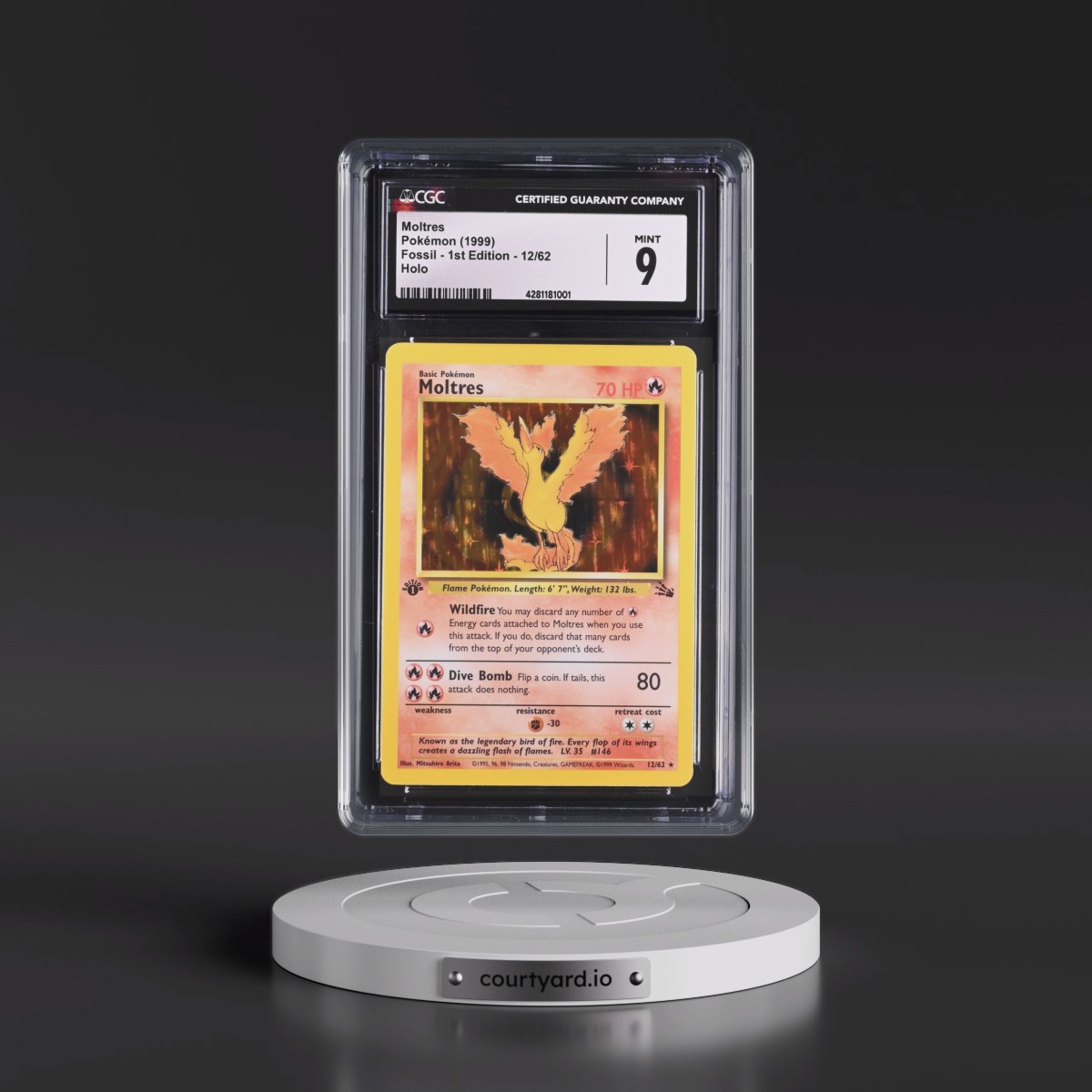 1999 Fossil #12/62 Moltres - 1st Edition Holo (CGC 9 MINT)