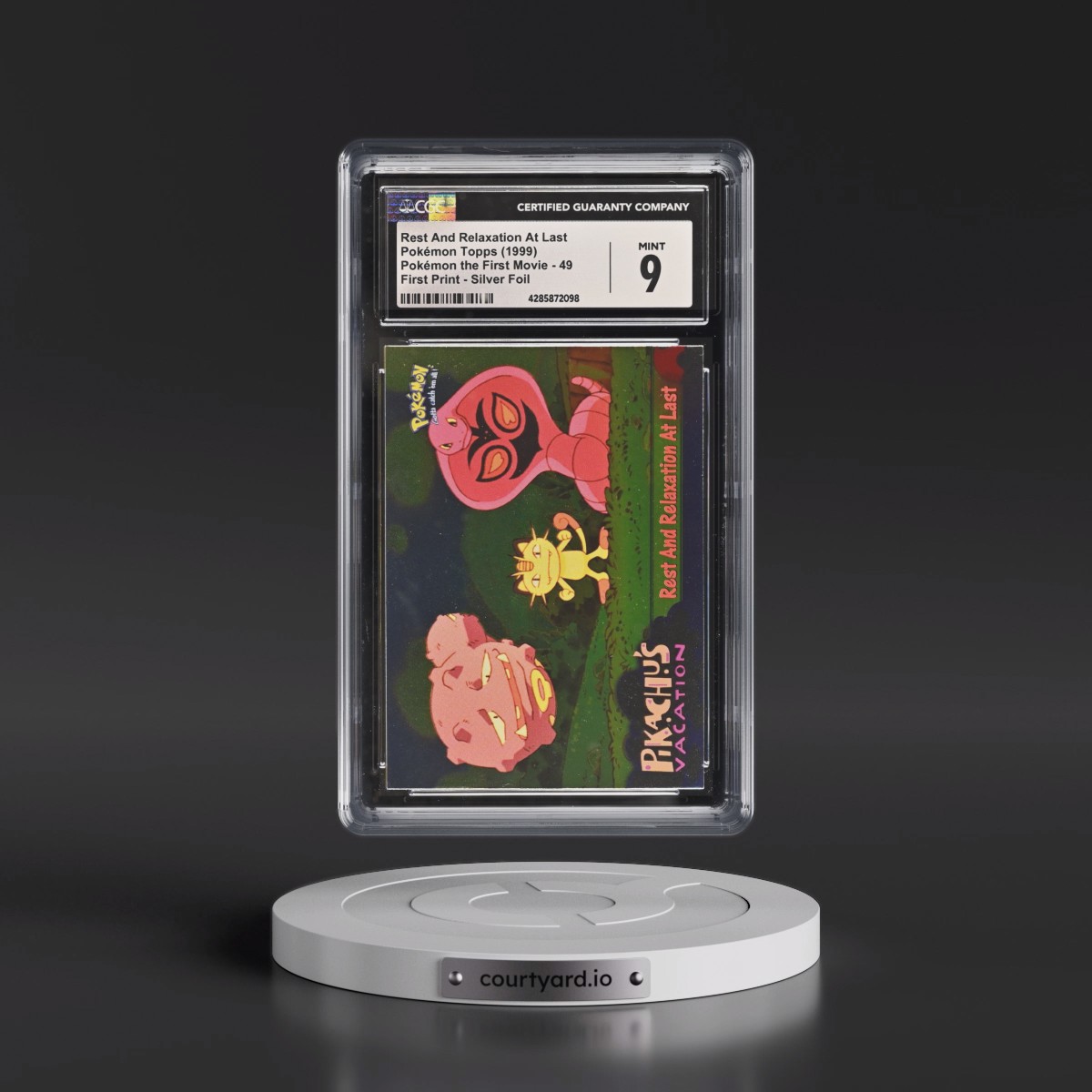 1999 Pokémon the First Movie #49 Rest And Relaxation At Last - First Print (Blue Topps Logo) Silver Foil (CGC 9 MINT)