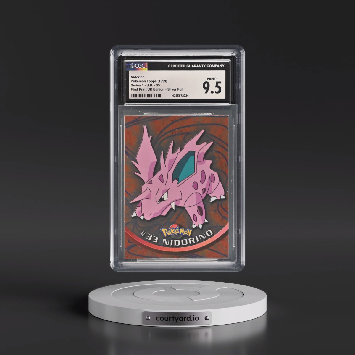 1999 Series 1 (Circular Nintendo Seal) #33 Nidorino - 1st Print UK Ed (Blue Topps Logo) Silver Foil (Smooth) (CGC 9.5 MINT+)