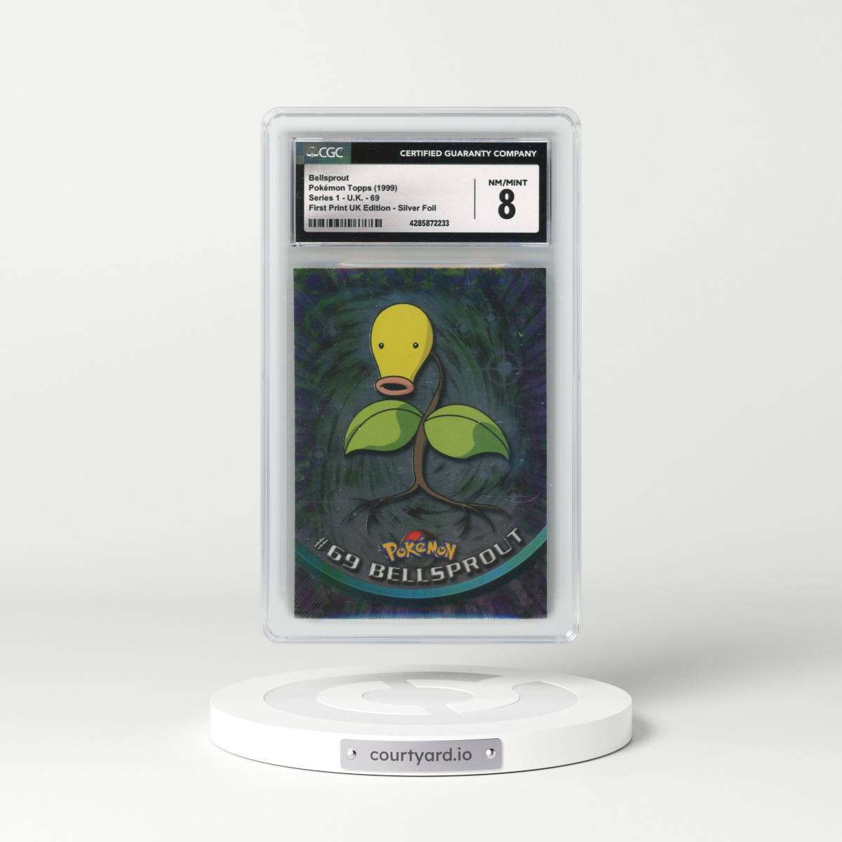 1999 Series 1 (Circular Nintendo Seal) #69 Bellsprout - 1st Print UK Ed (Blue Topps Logo) Silver Foil (Smooth) (CGC 8 NM-MT)