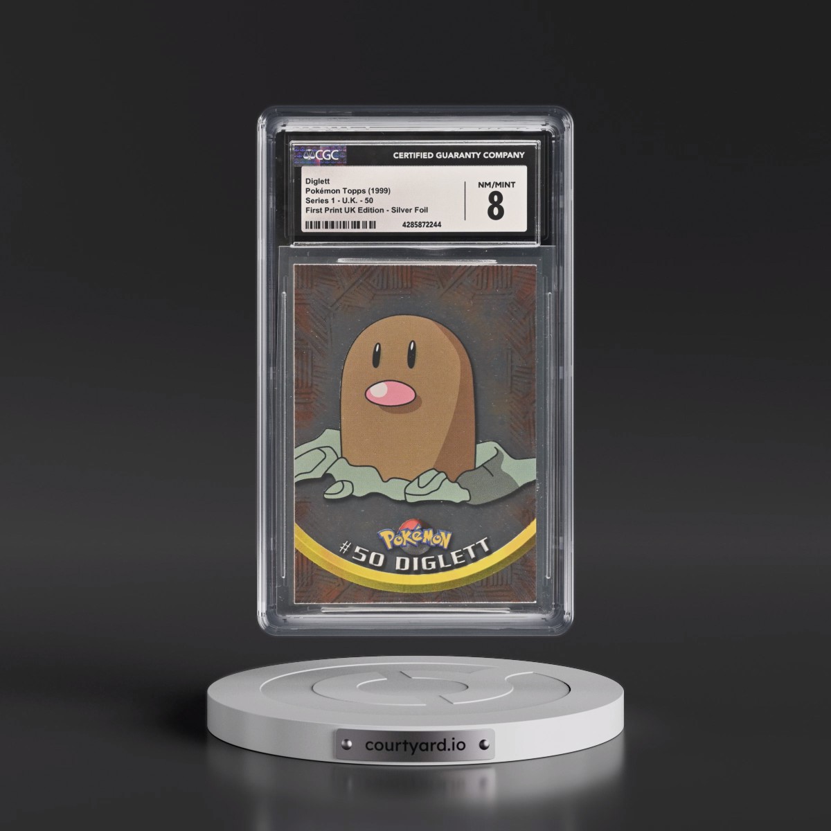 1999 Series 1 (Circular Nintendo Seal) #50 Diglett - 1st Print UK Ed (Blue Topps Logo) Silver Foil (Smooth) (CGC 8 NM-MT)