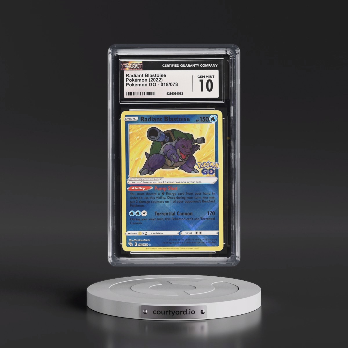 2022 Pokémon GO #018/078 Radiant Blastoise - Holo (CGC 10 GEM MINT)