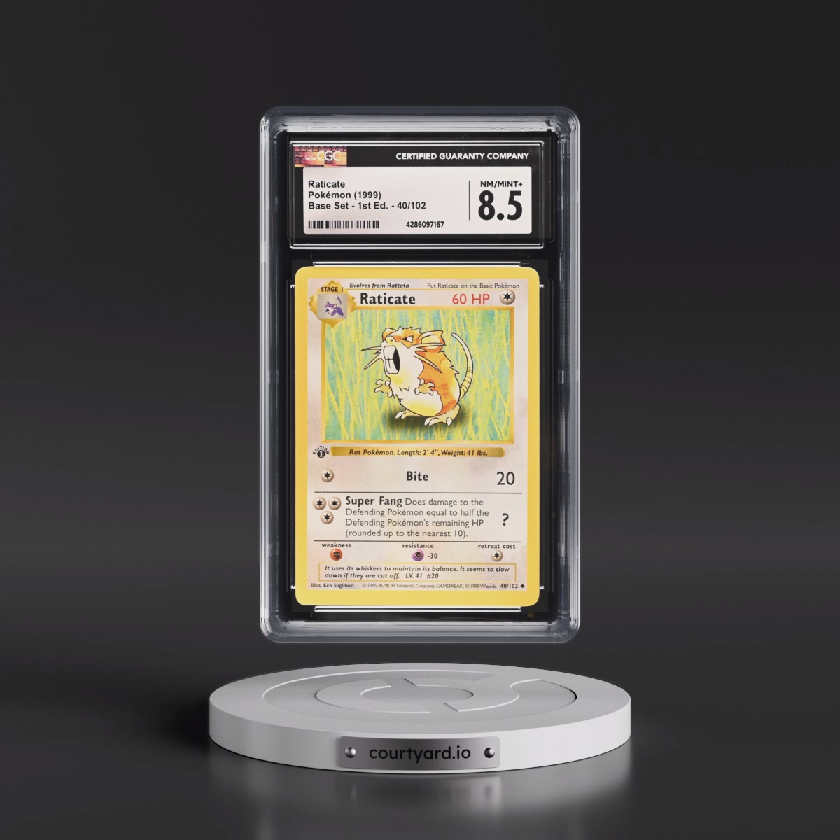 1999 Base Set #40/102 Raticate - 1st Edition 1st Edition (CGC 8.5 NM-MT+)