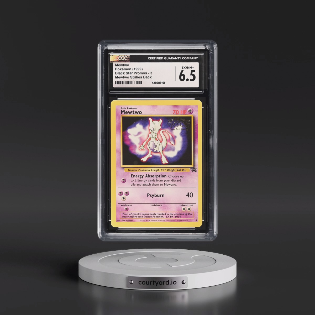 1999 Black Star Promos #3 Mewtwo - Mewtwo Strikes Back (CGC 6.5 EX-NM+)